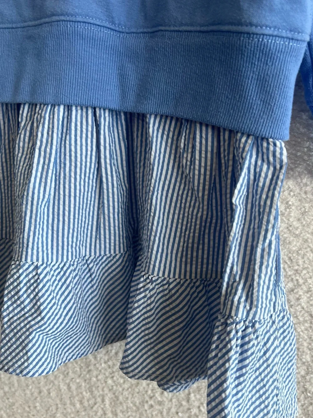 Ralph Lauren Kids Blue Sweatshirt Seersucker Dress Long Sleeve Size 7